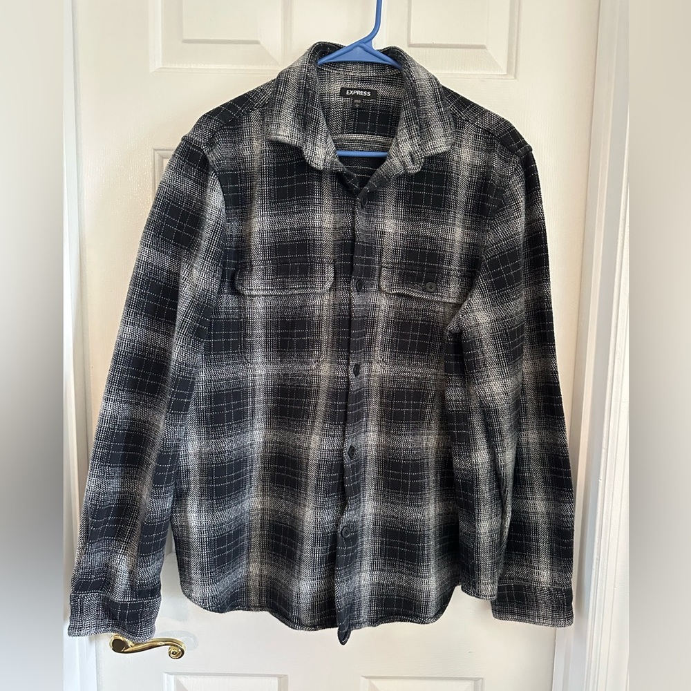 Express Men’s Black & White Flannel L